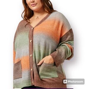 Hayden Wool Blend Button Down Cardigan – Multi-Color – Size Large